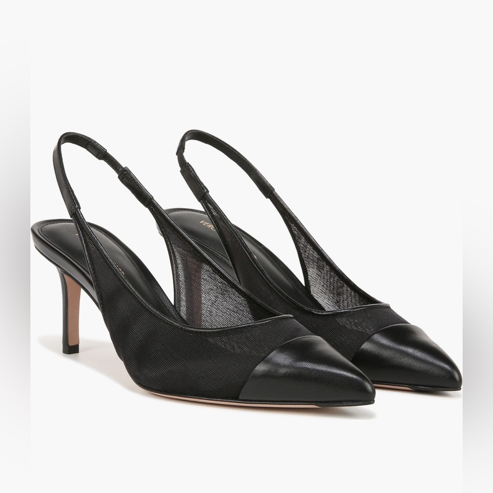 Veronica Beard Liliana Mesh Slingback Pump Black Size 6.5 NWOT